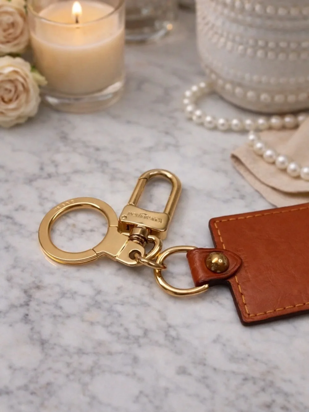 Louis Vuitton Vachetta Leather Porte Clefs Fortune Key Chain Gold H/W Key Ring - Picture 2 of 5